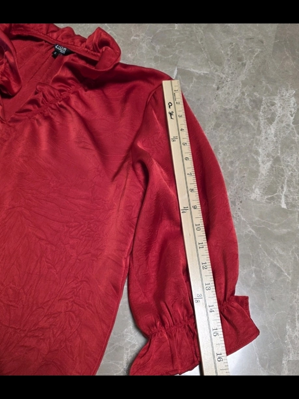 Bright Red Ruffle-Trim Tunic Top - Picture 6 of 12